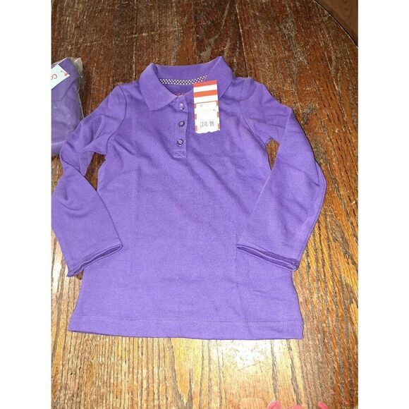 New Three 3T Cat & Jack Purple Long Sleeve 3 Button Pullover Shirt Top w Collar - Picture 2 of 4